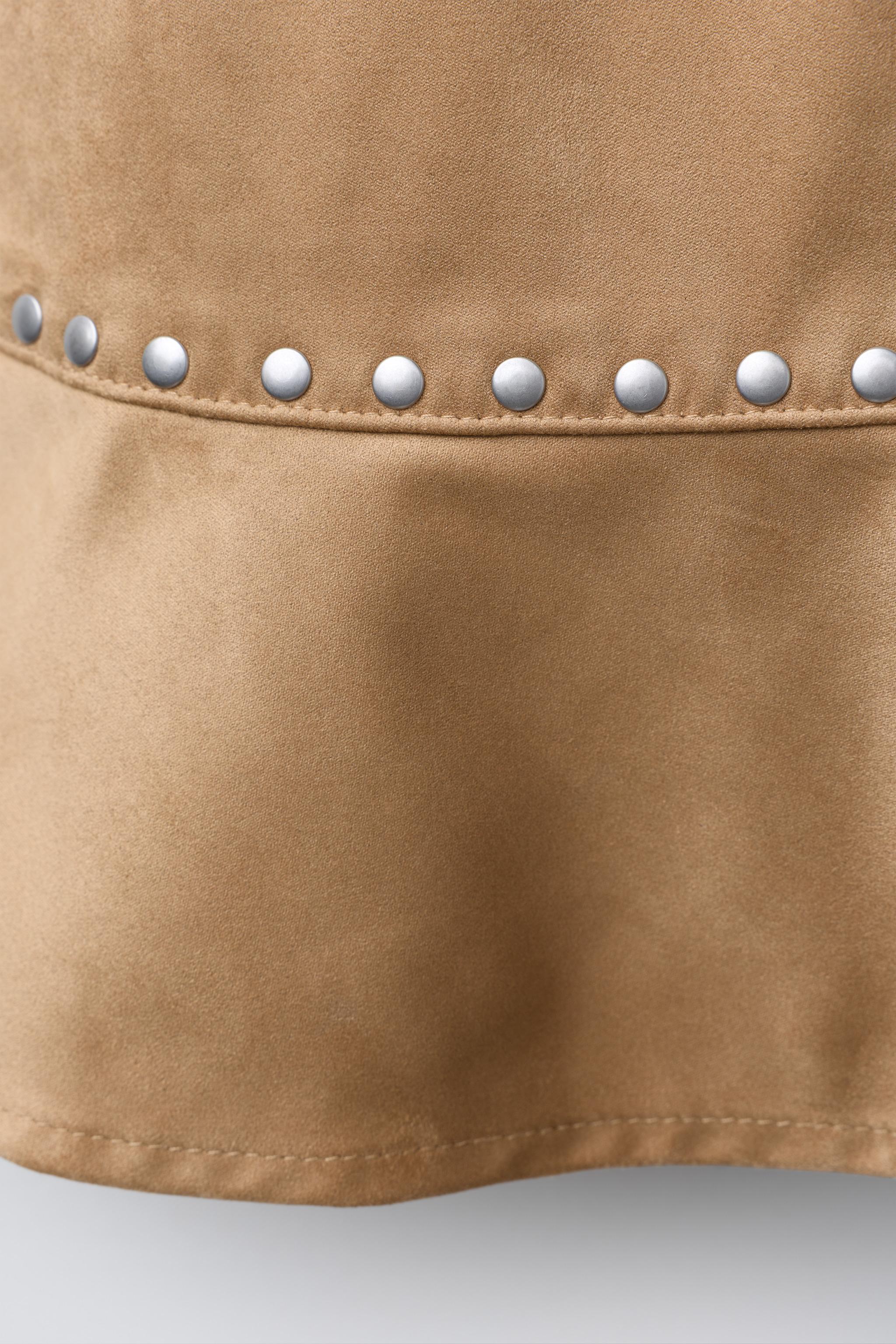STUDDED FAUX SUEDE DRESS